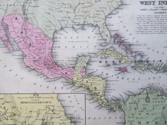 Mexico Central America Caribbean Mexico City Vera Cruz Cuba  Jamaica 1849 map
