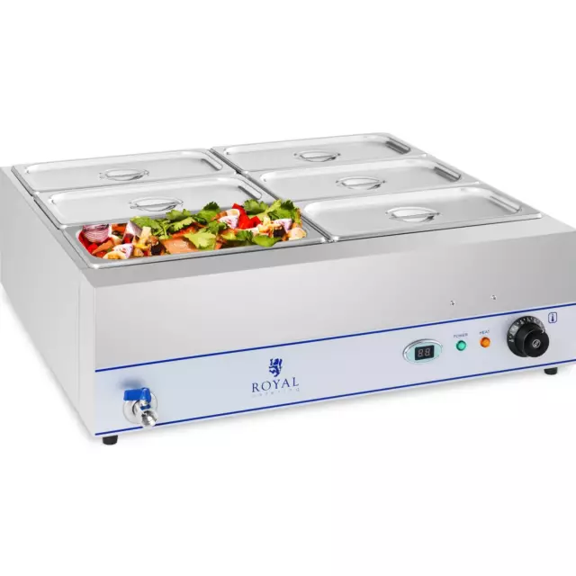 Bain Marie 2.000 W 6 1 3 GN Behälter Speisenwärmer Wasserbad Edelstahl LCD