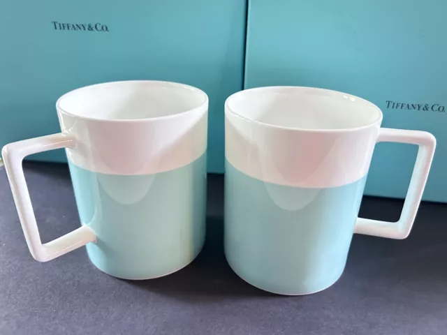 New in Box! Tiffany Blue Coffee Cup Pair Bone China