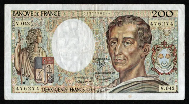 France 200 Francs Banknote 1986 Montesquieu - Banque De France - Very Fine