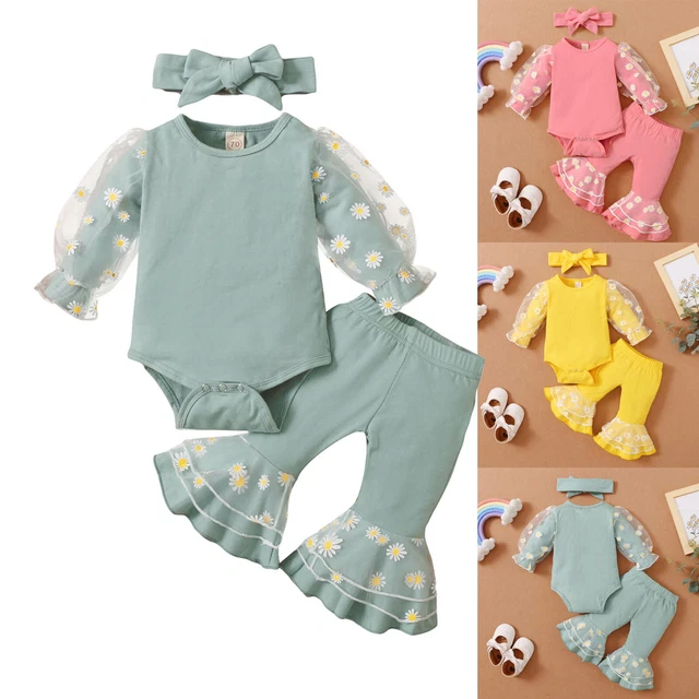 Vestiti neonate tute romper top pantaloni floreali outfit fascia