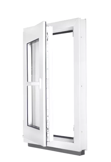 Finestra seminterrato finestra su misura PVC 2 e 3 quadrati vetro girevole ribaltabile bianco - BauPlaza