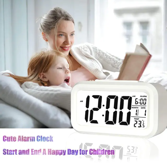 Digital Display Alarm Clock Battery Operated Snooze Night Colors 5 light N1X3