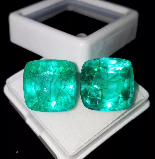 Natural Colombian Emerald Pair 8-10 Cts Loose CERTIFIED Gemstone Cushion WE01