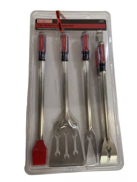 CRAFTSMAN GRILL BARBECUE Tools Accessories 4 Piece Set Spatula Fork ...