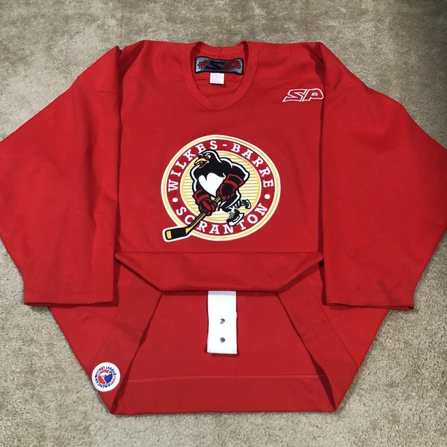 Practice Worn Authentic Wilkes-Barre Scranton Penguins AHL Jersey WBS Red 54 Practice Worn Authentic Wilkes-Barre Scranton Penguins AHL Jersey WBS Red 54