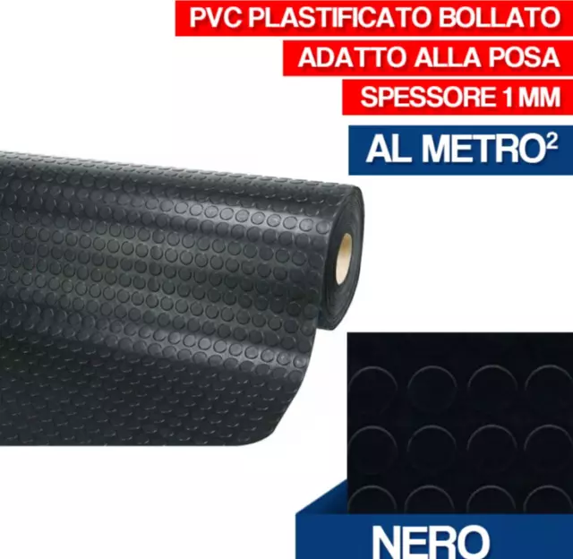 Pavimento bullonato pvc copripavimento bolli tappeto largo 1 mt nero