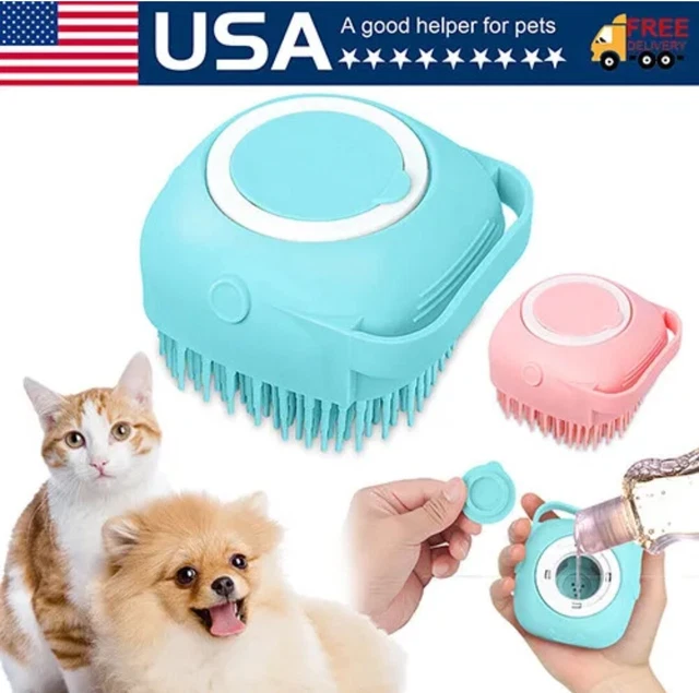 Premium Pet bath brushe massage shampoo dispenser dog grooming silicone 2 colors