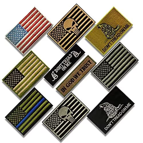 Eybros American Flag Patch, 10 Bundle-Set, Tactical 10 Black