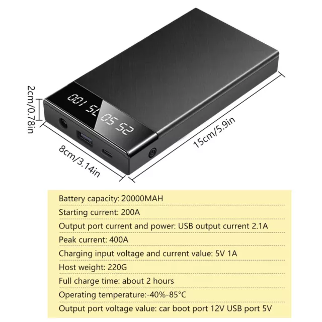 20000mAh Auto Starthilfe Car Ladegerät Upgrades Jump Starter Booster Power Bank