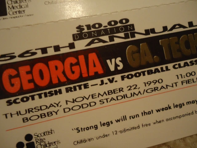 Lot of 4 Georgia Bulldogs vs. Georgia Tech UNUSED JV Football Tickets  1990 6