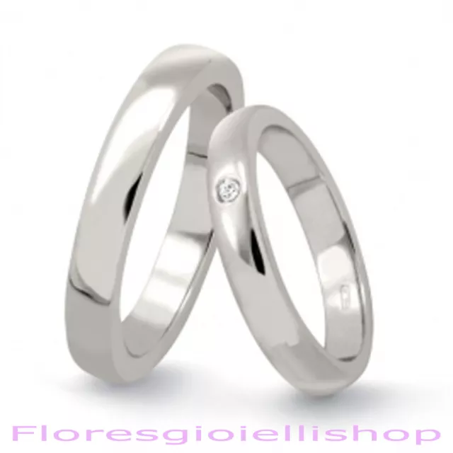 Coppia di fedi - fedine in argento 925 con diamante bianco. Fedine anniversario