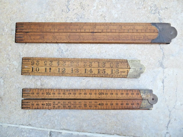 3 Rabone Vintage Folding Wooden Ruler Brass, Boxwood 3 ft (1 yard) & 48" 3 Rabone Vintage Folding Wooden Ruler Brass, Boxwood 3 ft (1 yard) & 48"