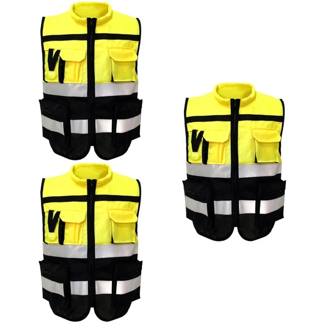3 gilet di sicurezza in tessuto con gilet notturno riflettente