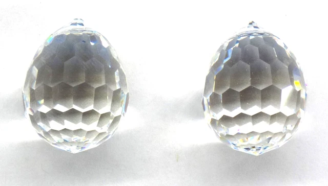 Pair of Genuine Swarovski XL Pendant Pear Facetted Crystal Beads 6002