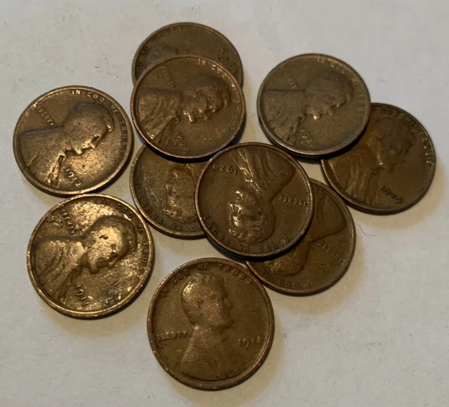 Teens and 20’s Lincoln Cent Wheat Penny lot of 10 (see description)
