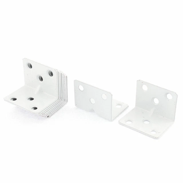 10 Pcs 37 x 29 x 29mm L Shaped White Metal Corner Brace Angle Bracket Support