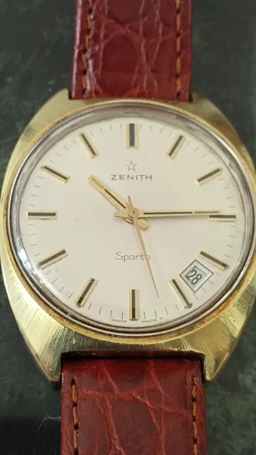 Zenith Sporto Placcato Oro Oversize Rare Vintage Watch