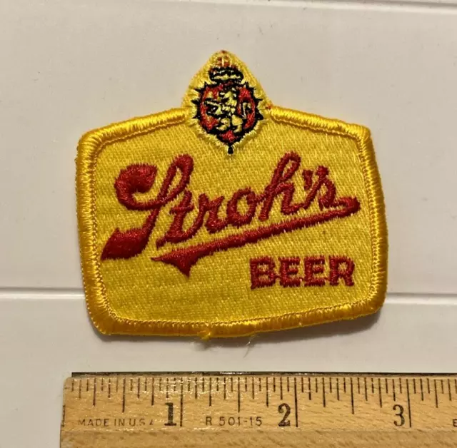 Stroh's Beer Company Yellow Red Lettering Souvenir Embroidered Patch Badge