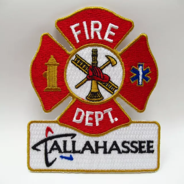 Tallahassee Fire Department - Fireman's Maltese Cross - Iron On Patch - Florida