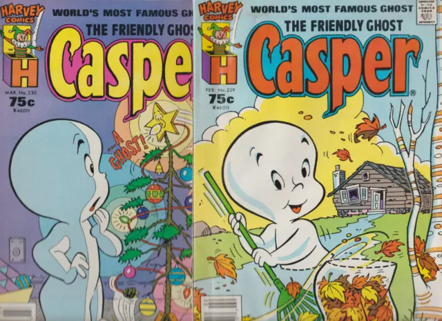 Casper the Friendly Ghost #229 & 230 LOT (1987) FALL & CHRISTMAS COVER'S