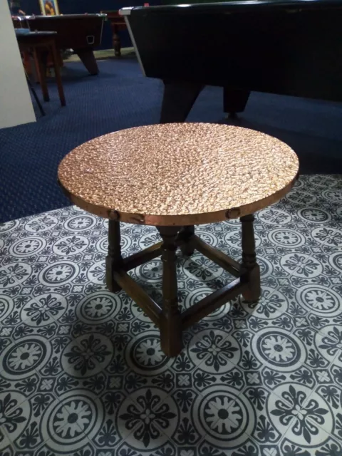 LOW COPPER PUB Table Vintage Bar Counter Furniture used round wood