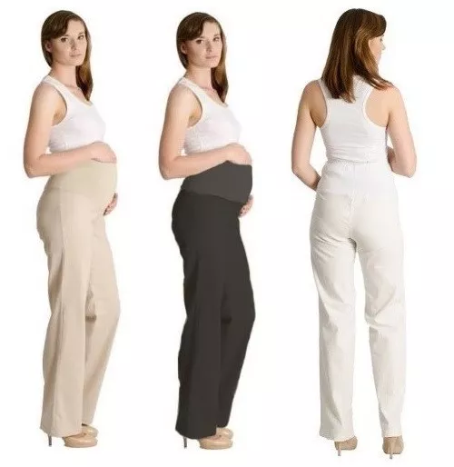 Maternity Pregnancy Linen Trousers Over Bump Pants