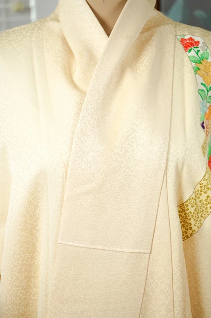 Dear Vanilla Japanese Silk Kimono Women's Robe Gown Authentic Japan Vintage Mint 3