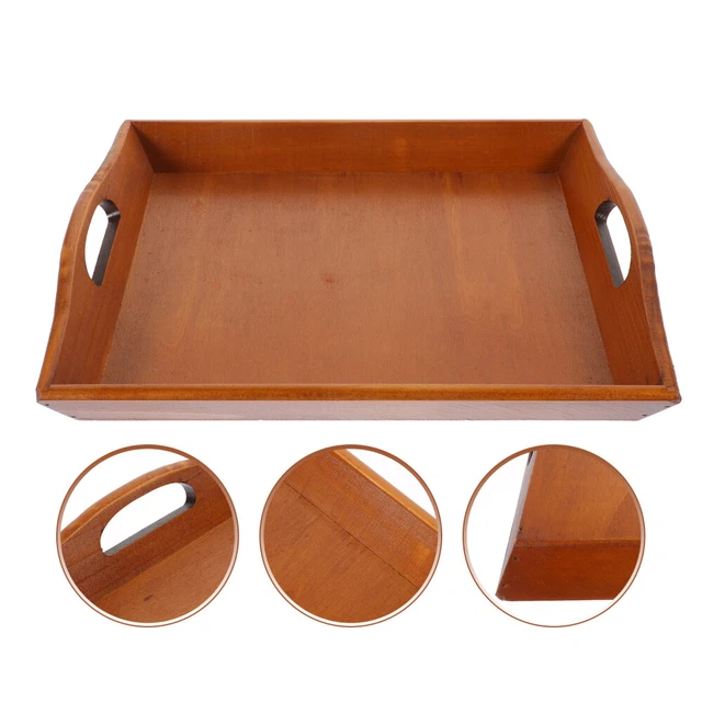 Lot De 3 Plateaux De Service En Bois Naturel Avec Poignées – Rectangulaires Marron – Tailles Variées
