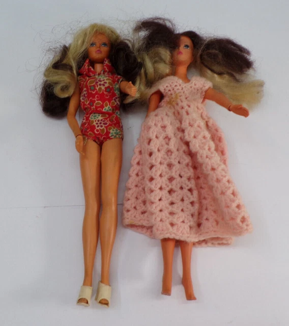 2 Vintage 1975 Ideal Tuesday Taylor Dolls Changing Hair Blonde Brunette