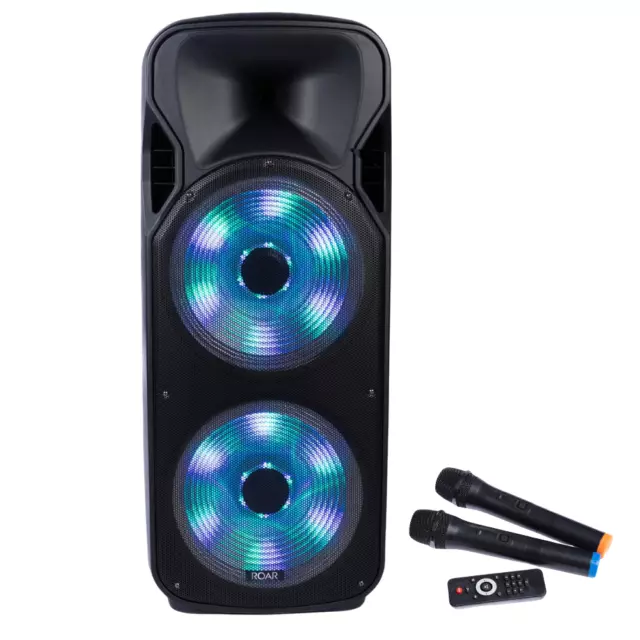 Micrófonos inalámbricos dobles con altavoz Roar RS-2000 2000W Bluetooth PA inc