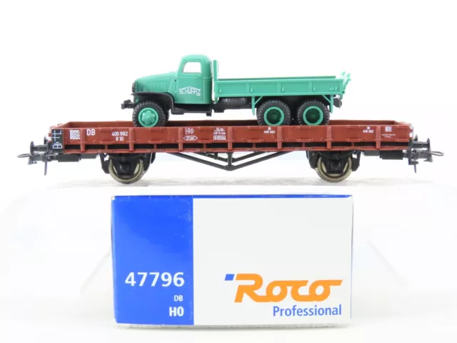 HO Scale Roco 47796 DB German Low-Side Stake Flat Car w/Schwarz Truck