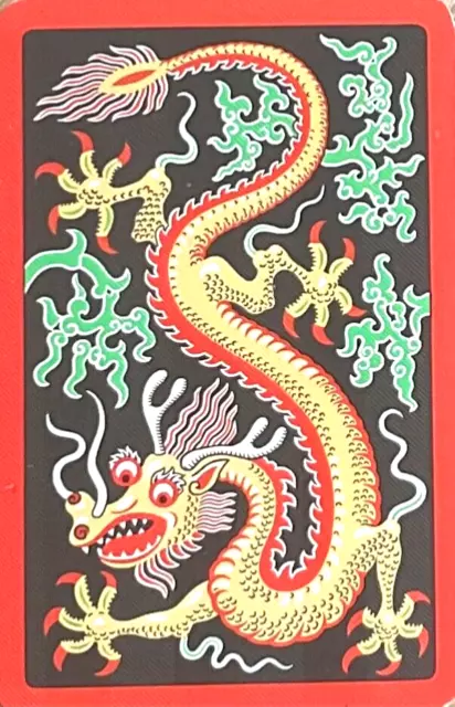 Genuine Herringbone Swap / Playing Card, Animals, Dragon, Art, Red Border