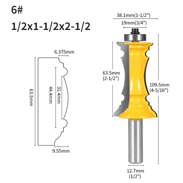 1Pcs Tungsten Carbide Router Bit Wood Tool Bits Set 1/2" Shank Cutter Set