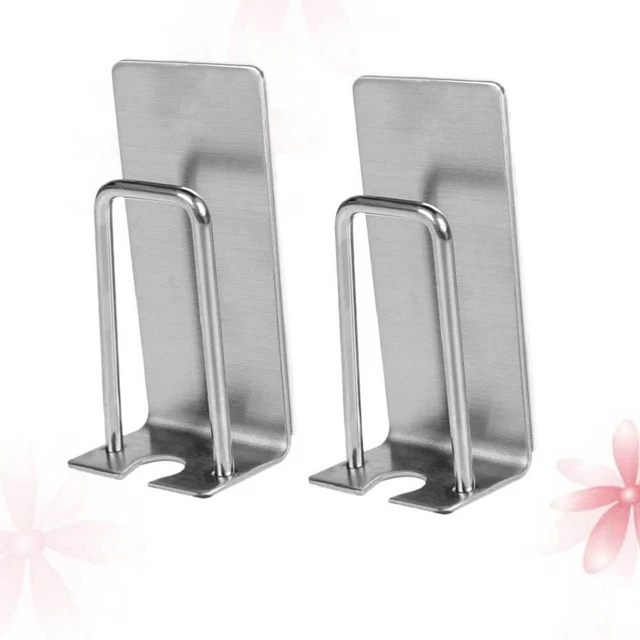 2 piezas estante de almacenamiento autoadhesivo para cepillo de dientes de acero inoxidable montado en pared