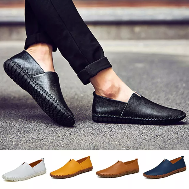 Mens Loafers Leather New Moccasins Slip on Casual Shoes Work Driving Designer
