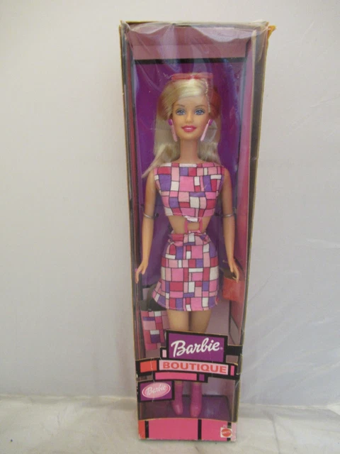 RARE 2000 Boutique Barbie With Accessories in Hip 2 Be Square Pink Dress  - NRFB
