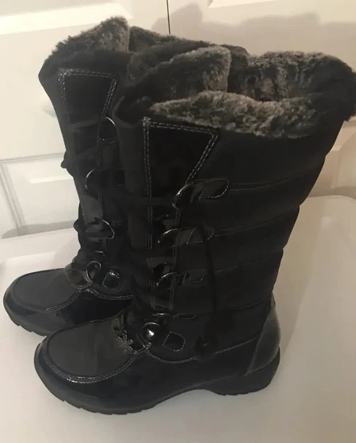 SPORTO BLAKE Womens 7M Tall Insulated Duck Boots Black Rubber Faux Fur