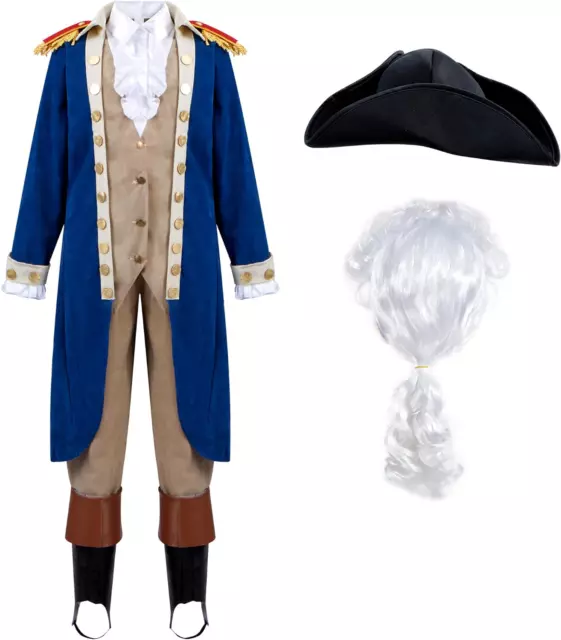 GEORGE WASHINGTON COLONIAL Boys Costume Set with Wig and Hat for ...