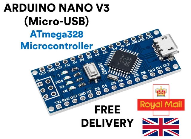 ARDUINO NANO V3.0 ATmega328P Microcontroller (Micro-USB) [Unsoldered] £ ...