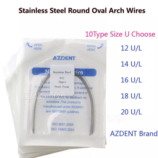 1-50X AZDENT Dental Ortodóntica de Alambres de Arco Redondo de Acero Inoxidable