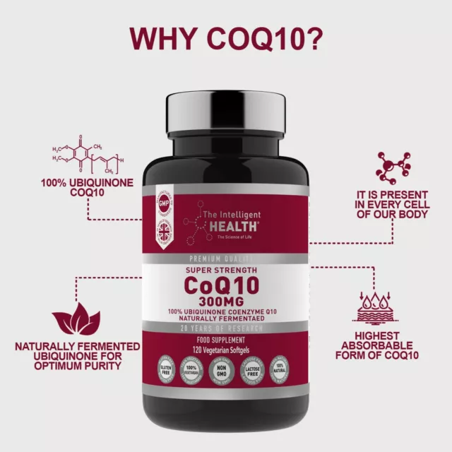 CoQ10 Ubiquinone High Absorption Q10 Coenzyme 300mg 120 Vegetarian Softgels Caps