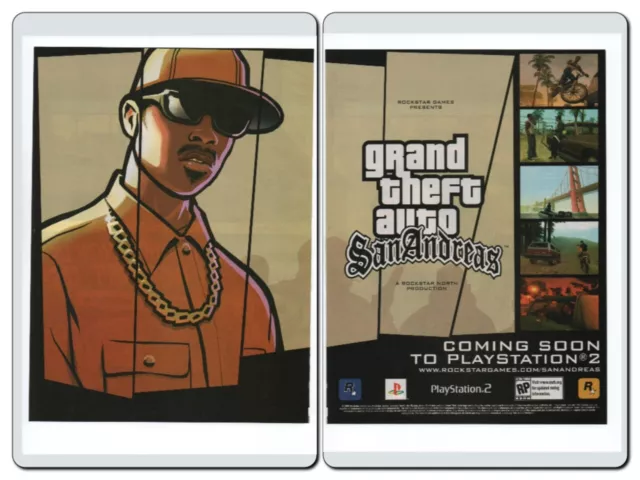 RARE 2004 GRAND THEFT AUTO SAN ANDREAS PS2 Video Game = Promo Print AD /  POSTER