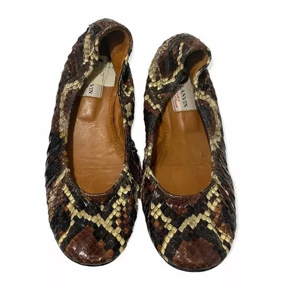 Lanvin signature ballet flats in Python Print Snake Leather, Size 39