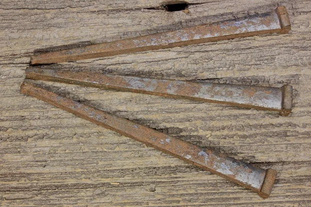 5" NAILS 3 large spikes old hooks vintage rusty iron Easter Crucifixion display
