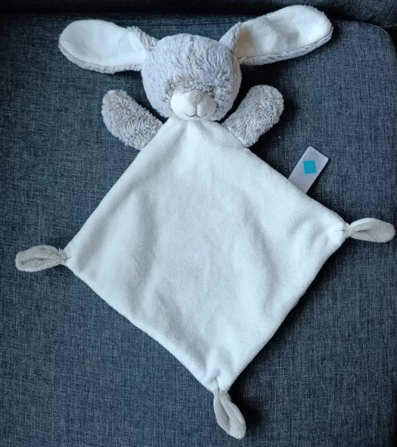 🐰Doudou Soft Lapin TEX BABY Plat Blanc Beige Marron Chiné 3 Noeuds DOUX 🥰