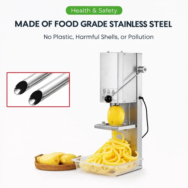 Curl Back Machine ELECTRIC CURLY FRIES Machine Commercial Automatic Spiral Potato Cutter ...