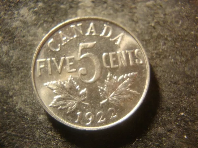 1922 BU Bold Canada Five Cents Nice Coin Better Date HZX