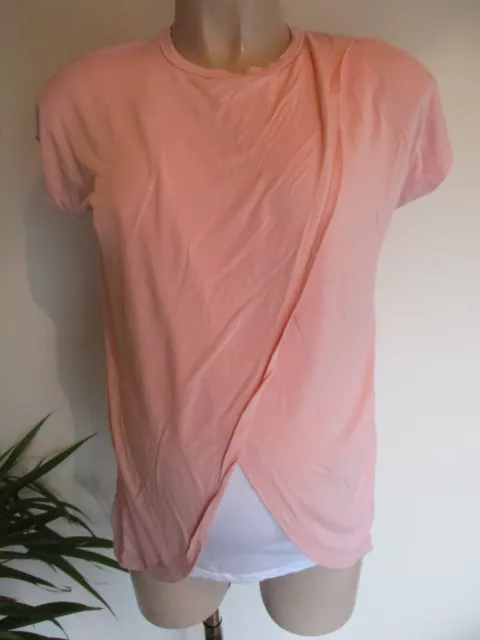 Asos Maternity & Nursing Pink & White Drape T-Shirt Top Size 6
