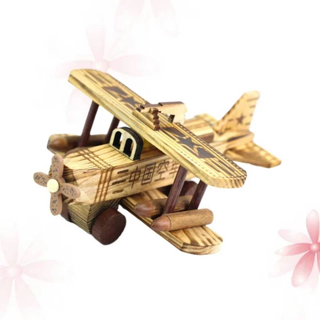 1PC Holz Ornament Flugzeug Modell Desktop Ornament Festival Geschenk Kreatives K
